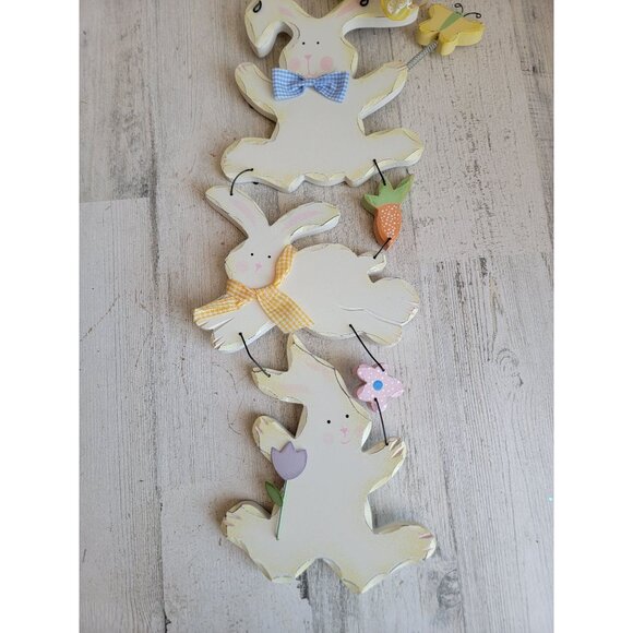 Easter Bunny flower rabbit hanging butterfly sign wall decor - Picture 2 of 8